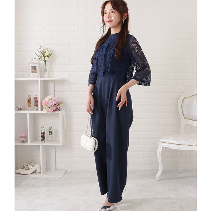 レースブラウス×ワイドボトムオールインワン 女性 レディース | レースレディース  | 詳細画像17 