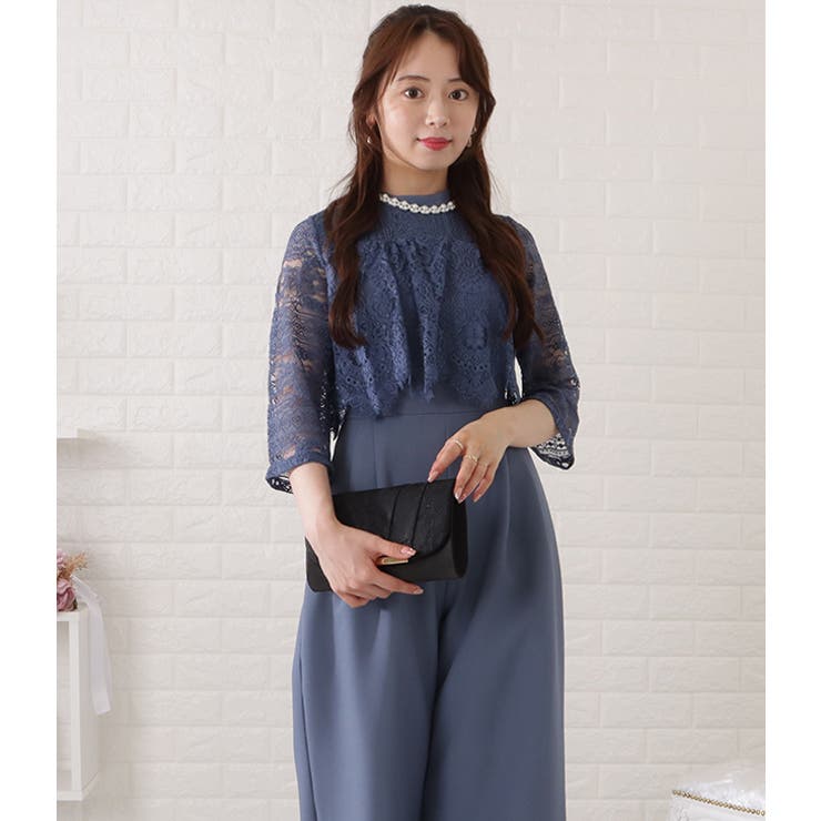 レースブラウス×ワイドボトムオールインワン 女性 レディース | レースレディース  | 詳細画像6 