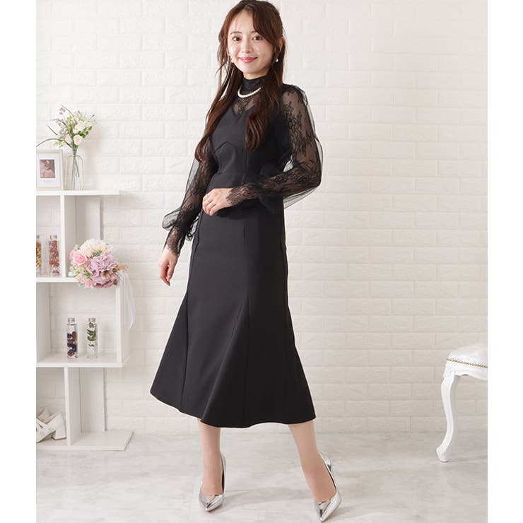 シアードッキングVネック長袖ワンピース 女性 レディース | レースレディース  | 詳細画像16 