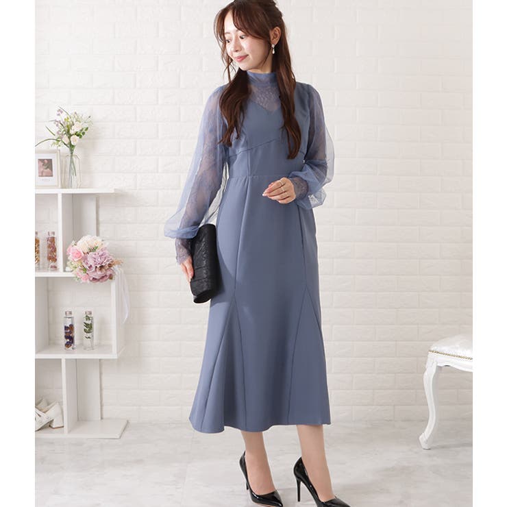 シアードッキングVネック長袖ワンピース 女性 レディース | レースレディース  | 詳細画像8 