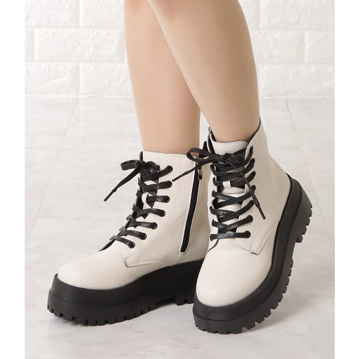 厚底 レースアップ ショートブーツ[品番：LCLW0003817]｜レース