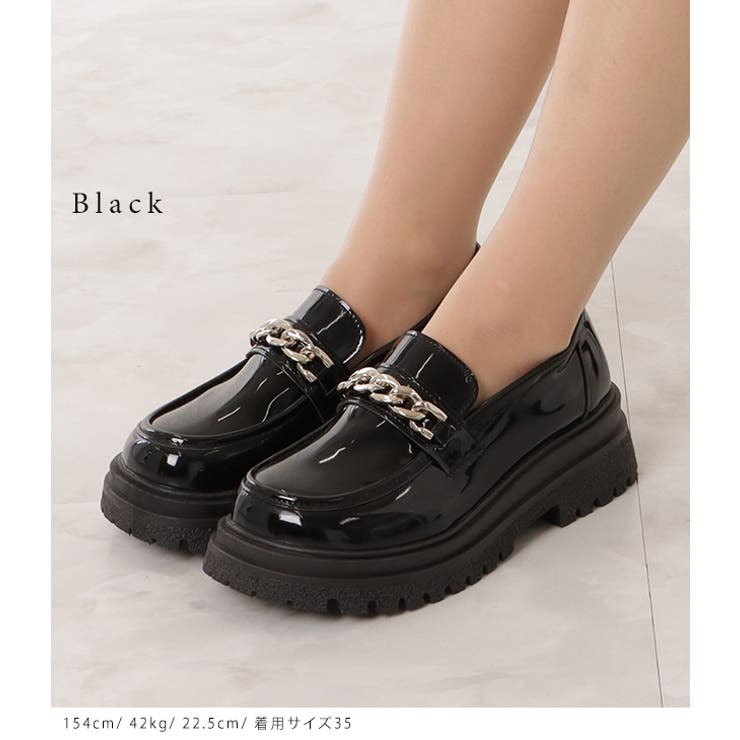 お値下げ【新品】allureville チェーンローファー 38 (24cm) byあしながおじさん ローファー 軽量｜厚底チェーンローファー