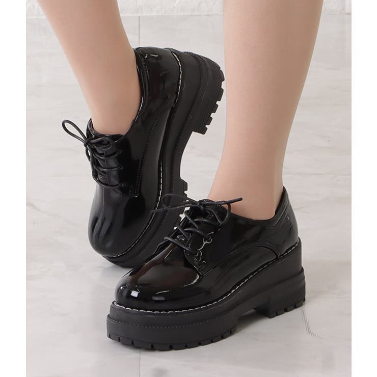 厚底 レースアップシューズ ドレスシューズ[品番：LCLW0003846