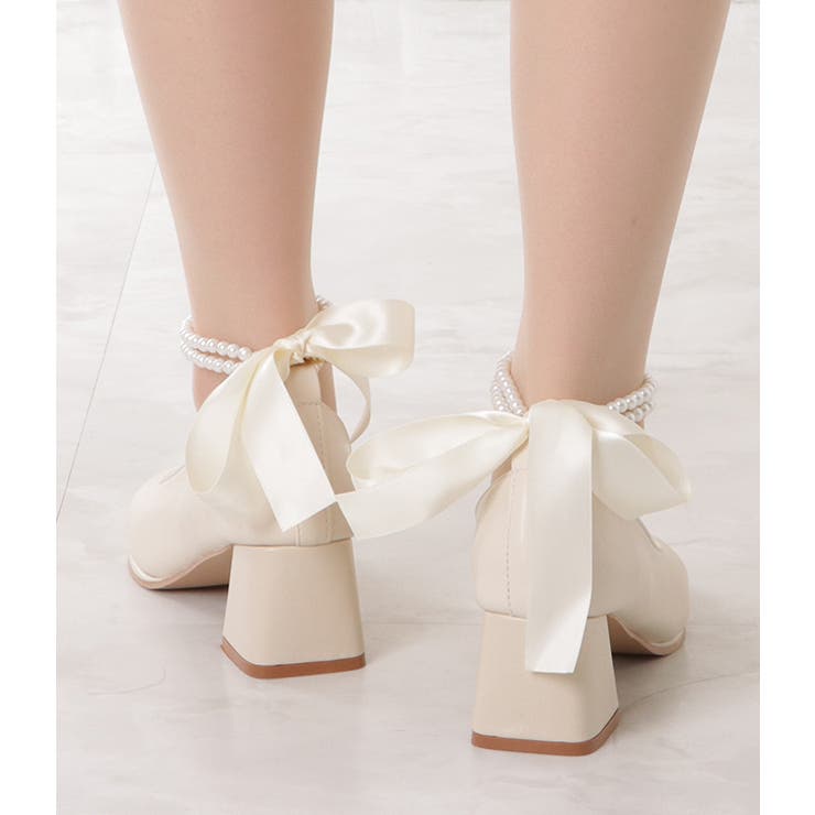 パールストラップチャンキーヒールパンプス 女性 レディース | レースレディース  | 詳細画像7 