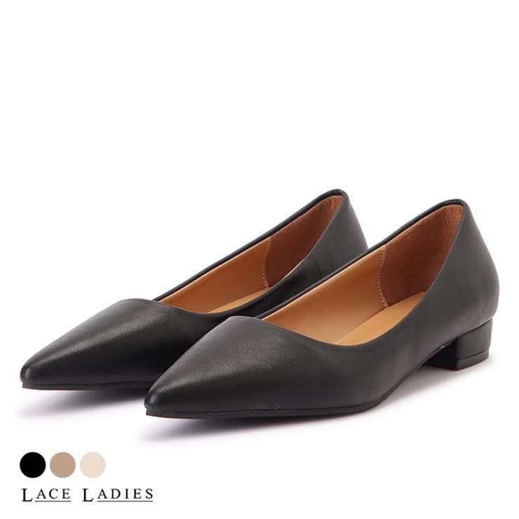 レザー調ポインテッドトゥスベーシックパンプス 女性 レディース | レースレディース  | 詳細画像1 