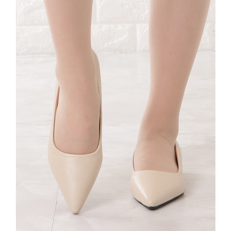 レザー調ポインテッドトゥスベーシックパンプス 女性 レディース | レースレディース  | 詳細画像14 