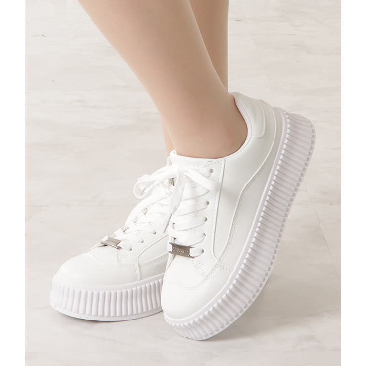コート風厚底レースアップスニーカー 女性 レディース[品番
