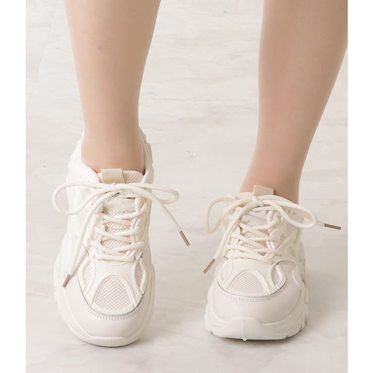 異素材ボリュームレースアップスニーカー 女性 レディース | レースレディース  | 詳細画像14 