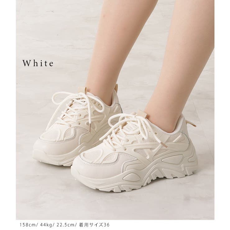 異素材ボリュームレースアップスニーカー 女性 レディース | レースレディース  | 詳細画像9 
