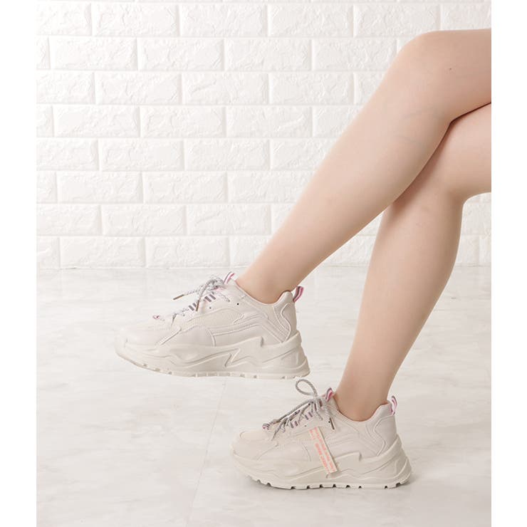 タグ付き厚底ダブルストラップスニーカー 女性 レディース[品番
