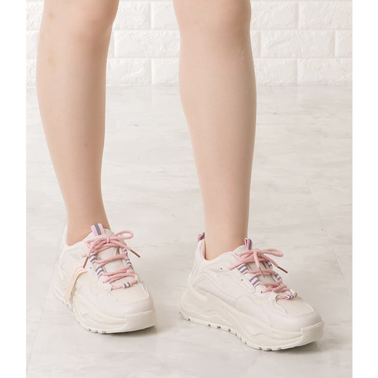タグ付き厚底ダブルストラップスニーカー 女性 レディース[品番