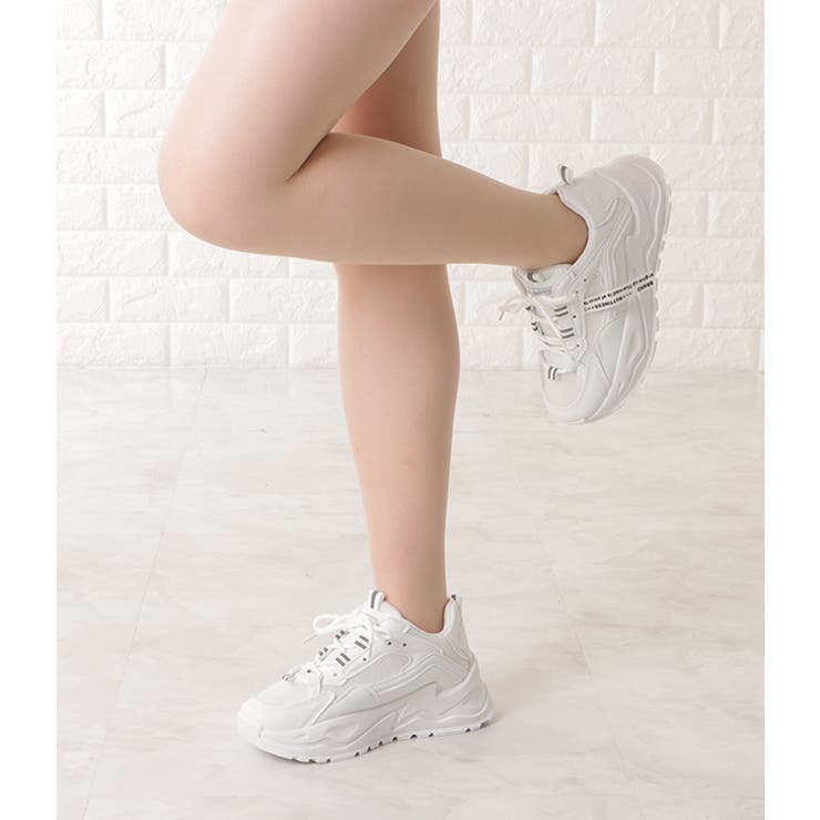 タグ付き厚底ダブルストラップスニーカー 女性 レディース[品番
