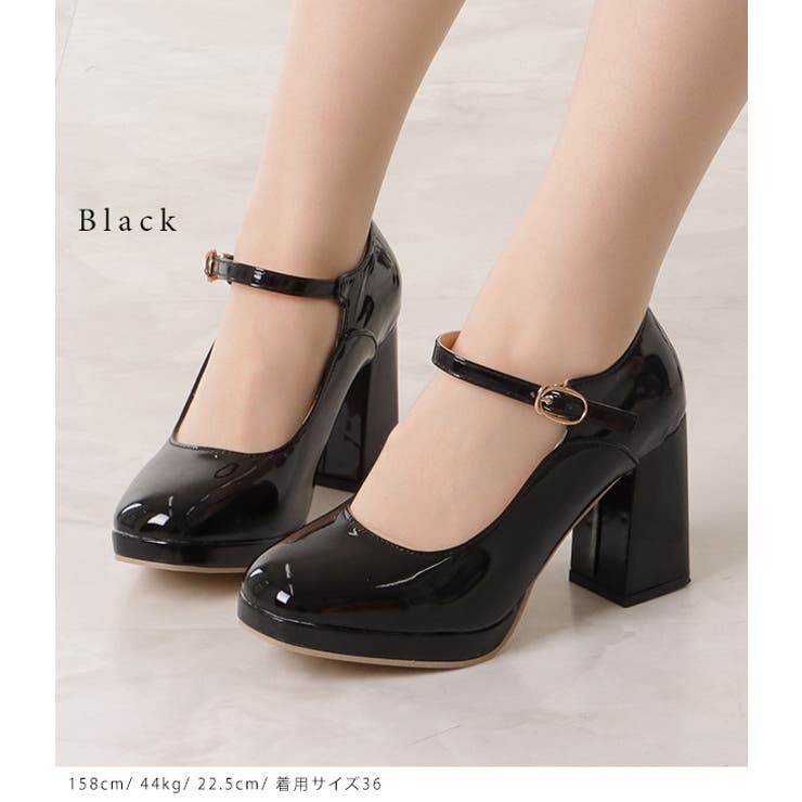 エナメルストラップハイヒールパンプス 女性 レディース[品番