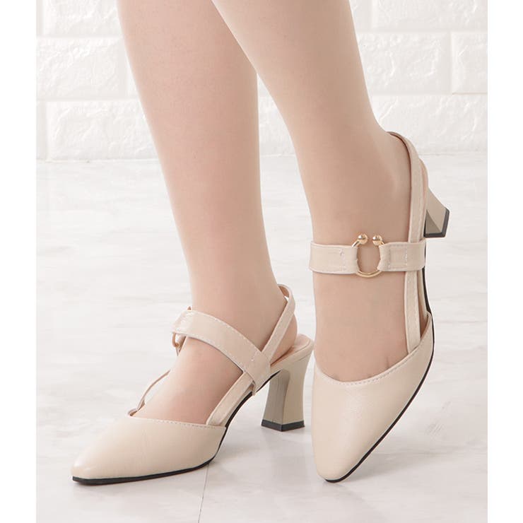 ポインテッドトゥバックストラップフラットパンプス 女性 レディース | レースレディース  | 詳細画像10 