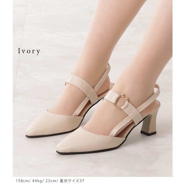 ポインテッドトゥバックストラップフラットパンプス 女性 レディース | レースレディース  | 詳細画像9 