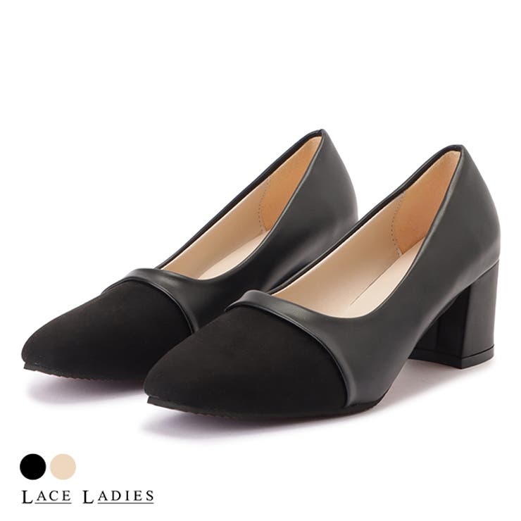 バイカラーレザーラウンドチャンキーパンプス レディース 女性 | レースレディース  | 詳細画像1 