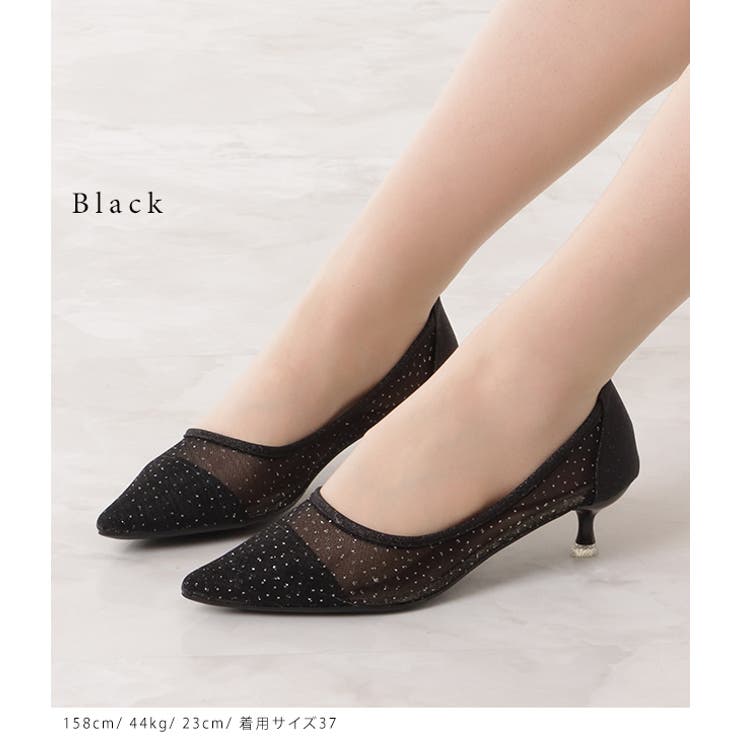 ラメドットシアーポインテッドパンプス 女性 レディース[品番