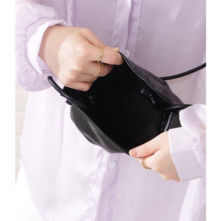 レザー調ドローストリング巾着ショルダーバッグ レディース 女性 | レースレディース  | 詳細画像8 