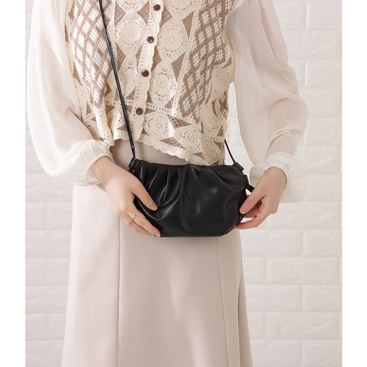 レザー調ギャザーショルダーバッグ レディース 女性 | レースレディース  | 詳細画像4 