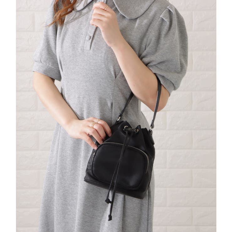 巾着型多ポケット2WAYショルダーバッグ レディース 女性[品番