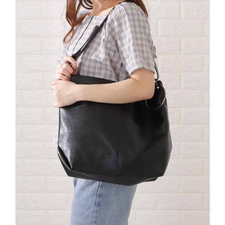 リング付きレザー調ビッグショルダーバッグ レディース 女性 | レースレディース  | 詳細画像5 