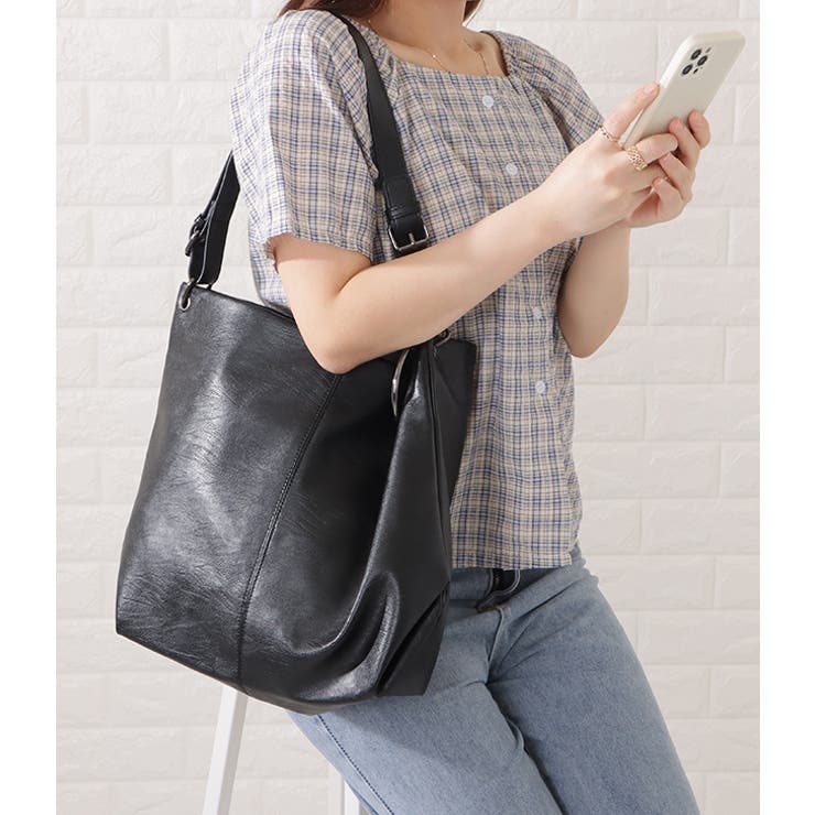 リング付きレザー調ビッグショルダーバッグ レディース 女性 | レースレディース  | 詳細画像14 