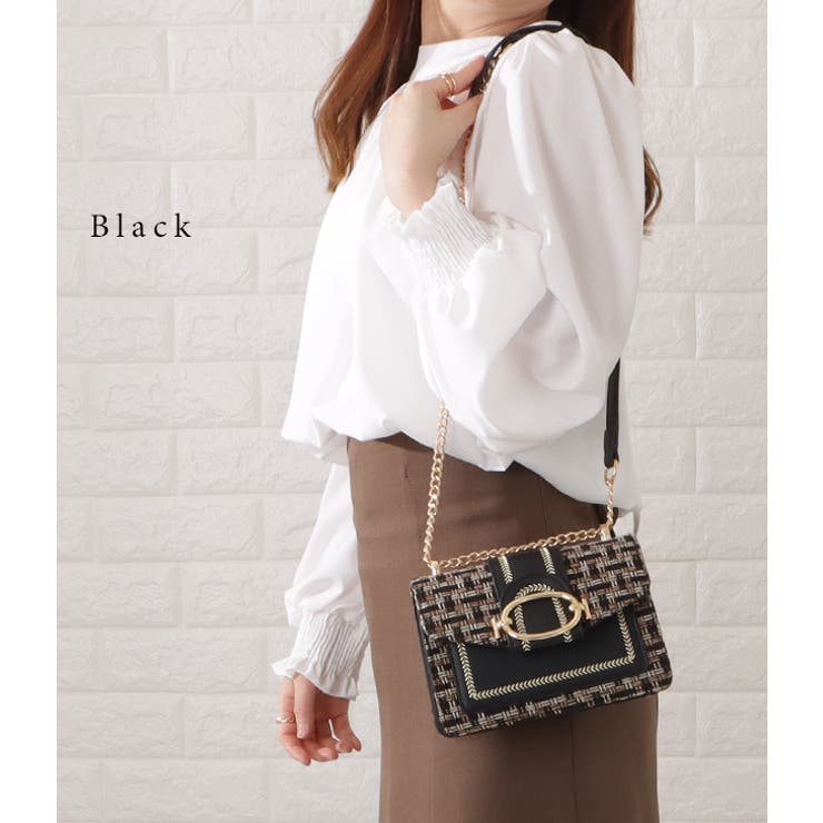 ミックスカラー異素材チェーンショルダーバッグ レディース 女性 | レースレディース  | 詳細画像3 