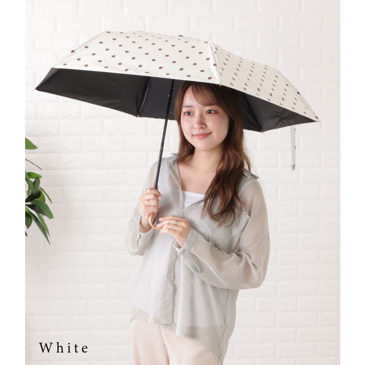 晴雨兼用ドット柄U型ハンドル折りたたみ傘 レディース アンブレラ | レースレディース  | 詳細画像11 