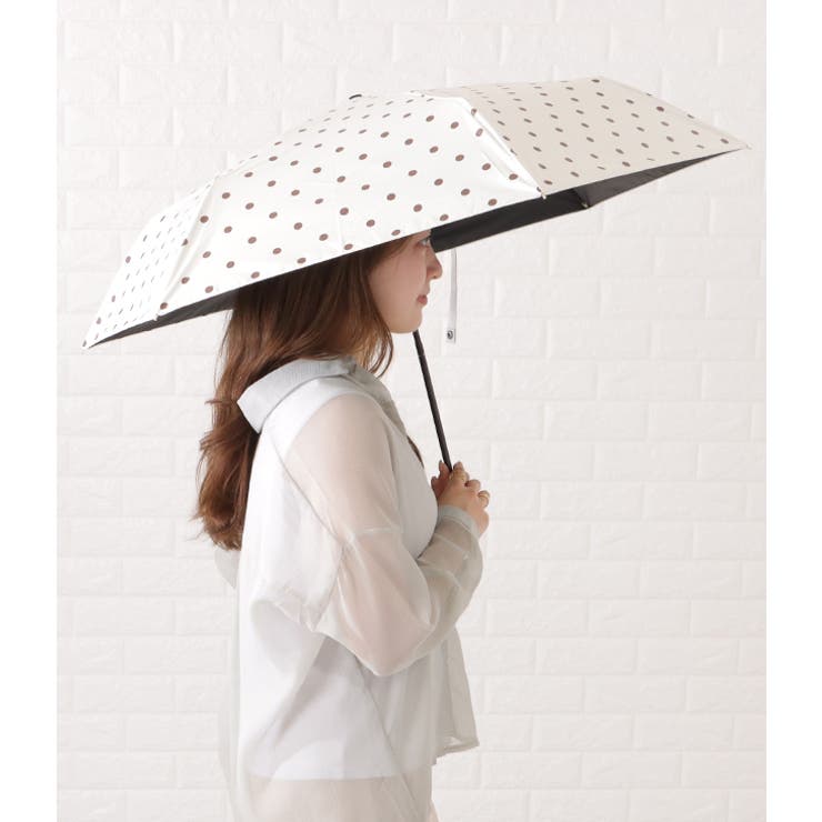 晴雨兼用ドット柄U型ハンドル折りたたみ傘 レディース アンブレラ | レースレディース  | 詳細画像12 