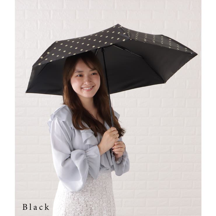 ACLENT ノベルティ　オリジナルハートドットアンブレラ（晴雨兼用） 晴雨兼用ドット柄U型ハンドル折りたたみ傘 レディース