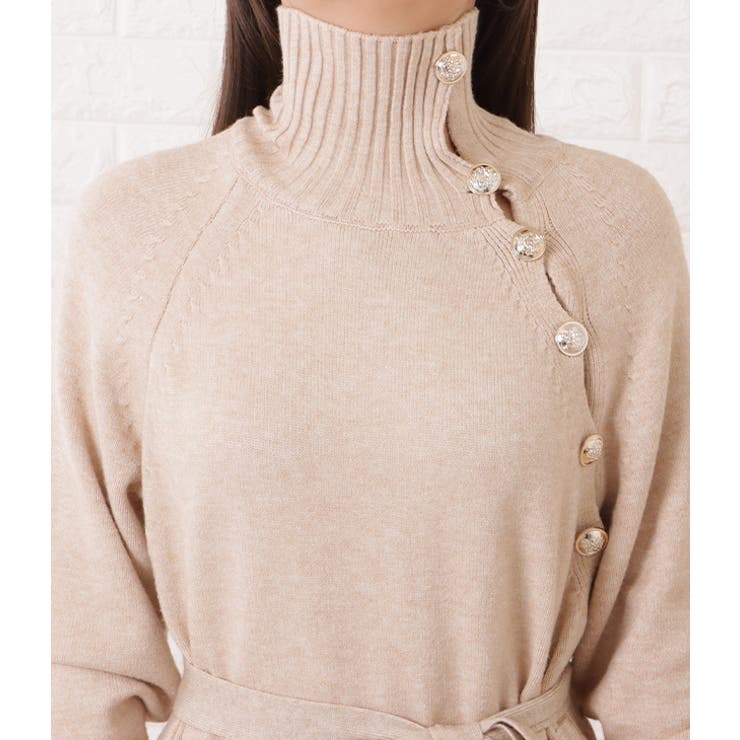 ウエストリボン付タートルネックボタンワンピース 女性 レディース | レースレディース  | 詳細画像17 