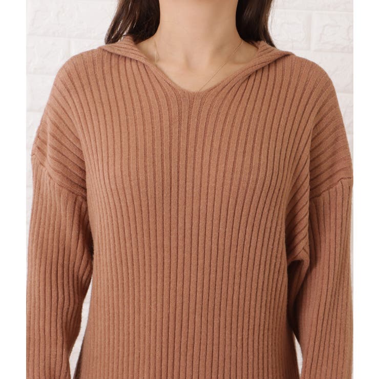 フード付きリブニットゆるシルエットワンピース 女性 レディース | レースレディース  | 詳細画像18 