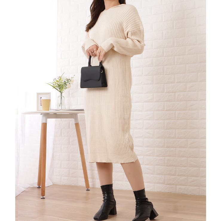 フード付きリブニットゆるシルエットワンピース 女性 レディース | レースレディース  | 詳細画像6 