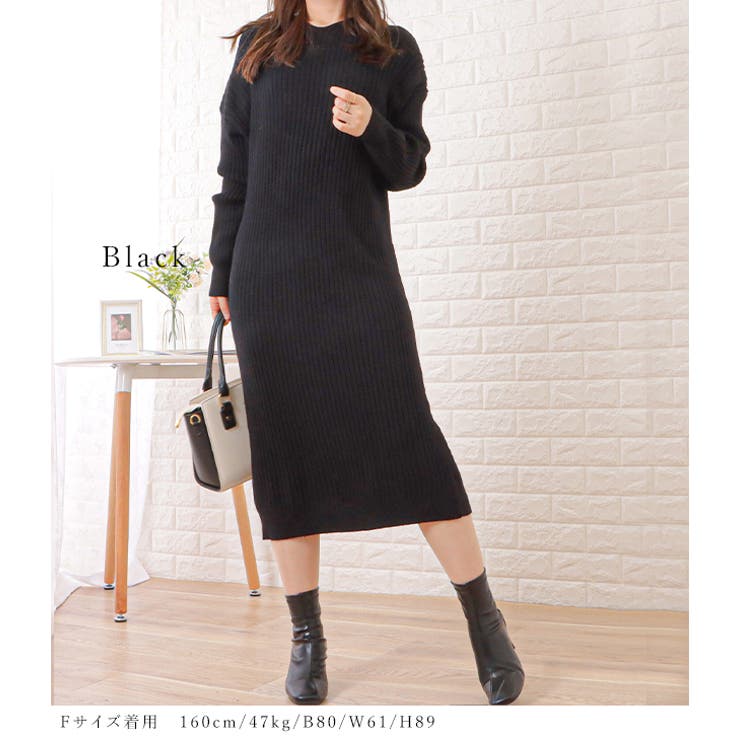 フード付きリブニットゆるシルエットワンピース 女性 レディース | レースレディース  | 詳細画像8 