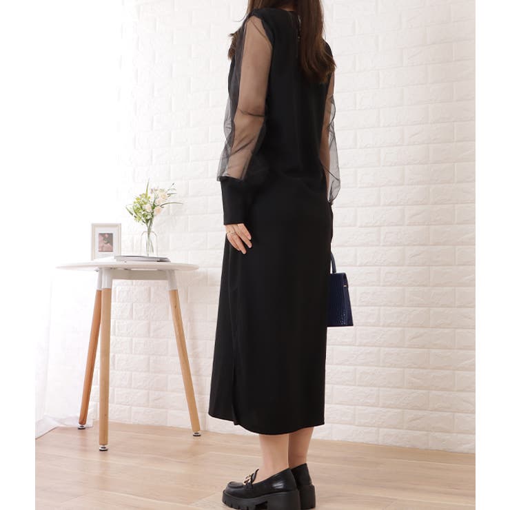 チュールドッキングスキッパーロングワンピース 女性 レディース | レースレディース  | 詳細画像13 