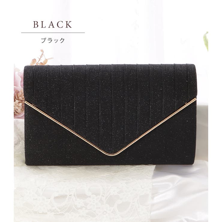 上品なブランド メタリックカラーV字ラメクラッチバッグ 女性 レディース[品番 バッグ
