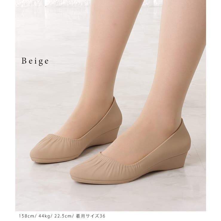 ギャザー風ウエッジレインパンプス 女性 レディース | レースレディース  | 詳細画像6 