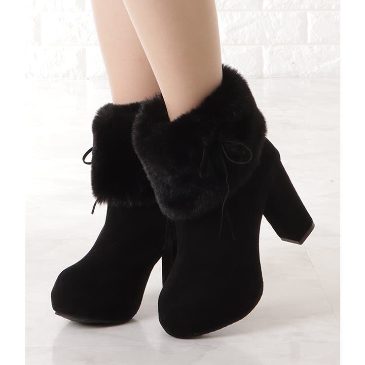 スエード調ファー付きハイヒールショートブーツ 女性 レディース | レースレディース  | 詳細画像4 