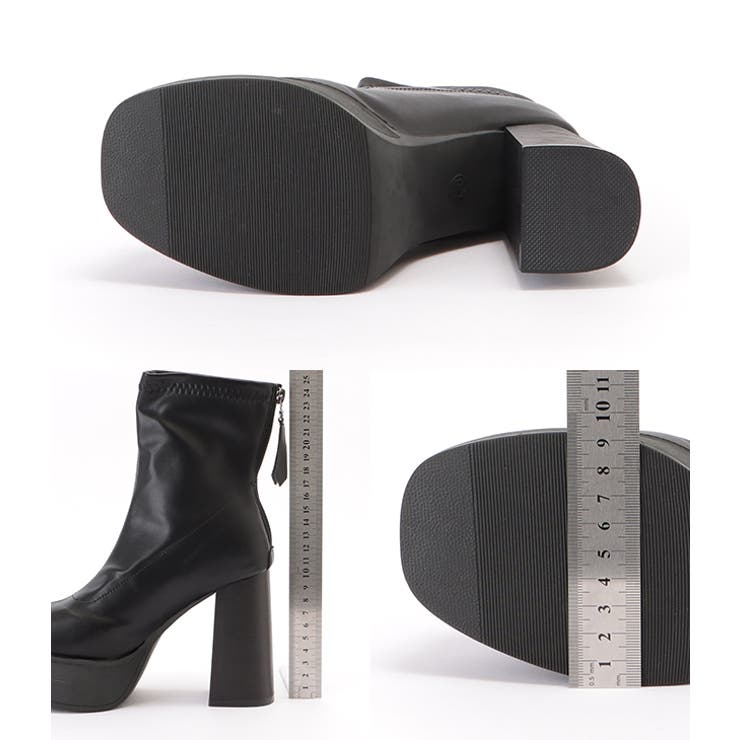 レザー調厚底チャンキーショートブーツ 女性 レディース | レースレディース  | 詳細画像20 