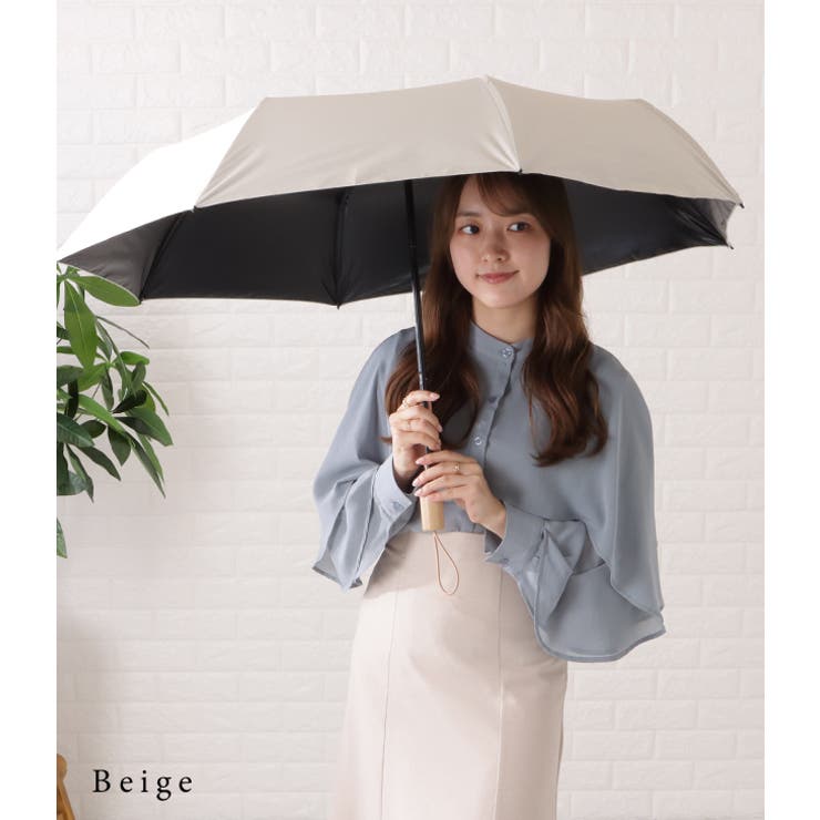 晴雨兼用ベーシックウッド折りたたみ傘 レディース アンブレラ 晴雨兼用ベーシックウッド折りたたみ傘 レディース アンブレラ