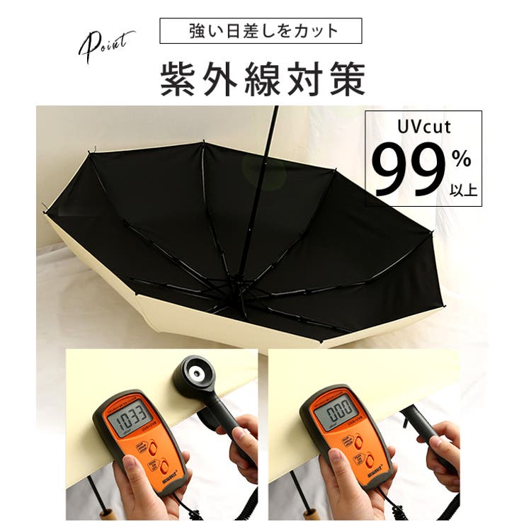 晴雨兼用ベーシックウッド折りたたみ傘 レディース アンブレラ | レースレディース  | 詳細画像3 