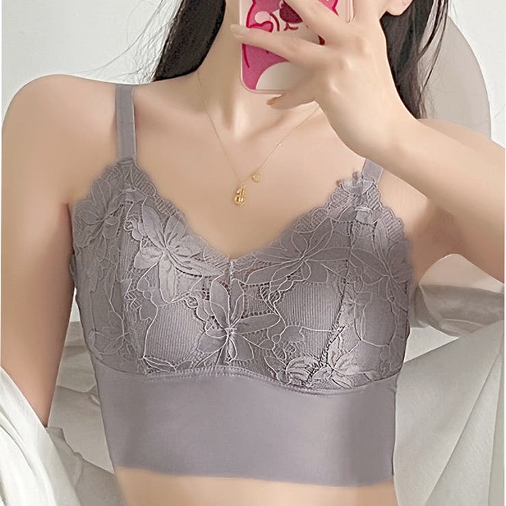 花柄レースワイヤレスブラジャー レディース ハーフトップ | レースレディース  | 詳細画像1 