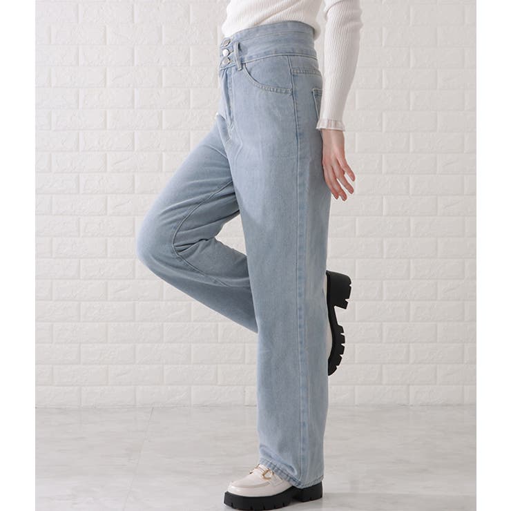 ハイウエストウォッシュドワイドデニム 女性 レディース | レースレディース  | 詳細画像9 