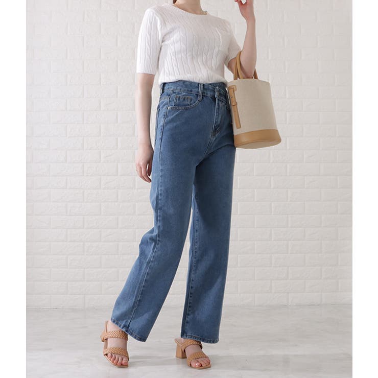 ハイウエストレイヤードワイドデニムパンツ 女性 レディース | レースレディース  | 詳細画像11 