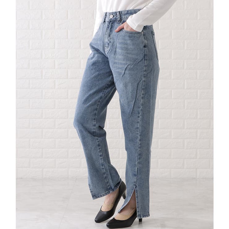 センタースリット入りストレートデニムパンツ 女性 レディース | レースレディース  | 詳細画像12 