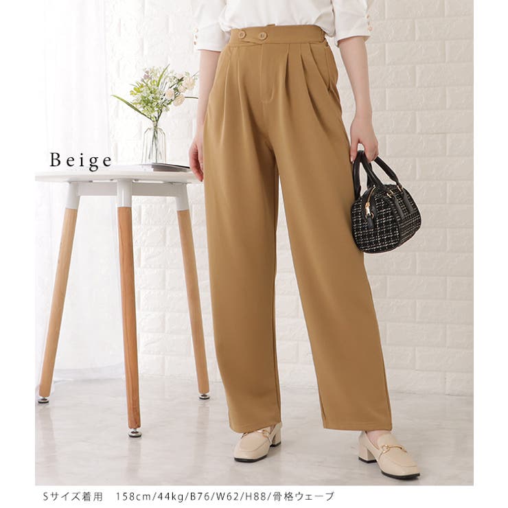ハイウエストアシンメトリーとろみタックパンツ 女性 レディース | レースレディース  | 詳細画像12 