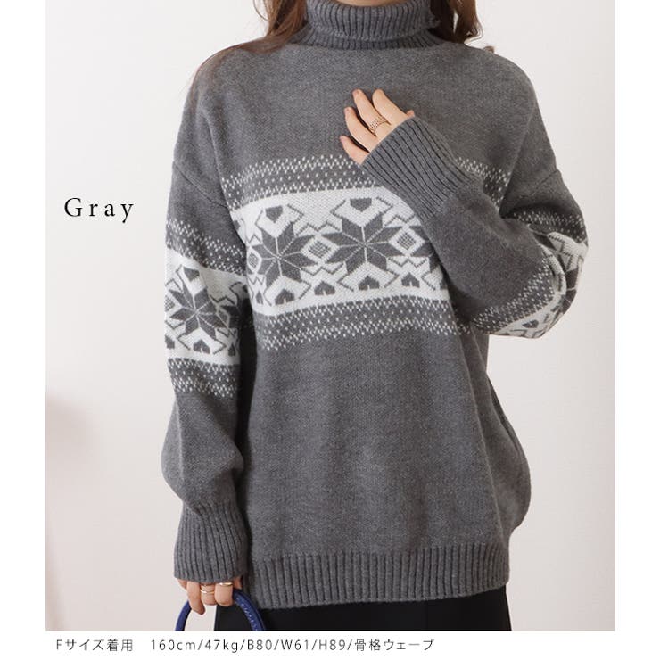 ノルディック柄タートルネックニットプルオーバー 女性 レディース | レースレディース  | 詳細画像3 