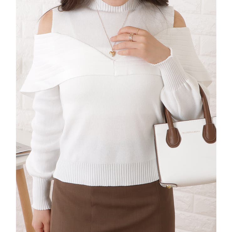 オフショル風カットアウトニットプルオーバー 女性 レディース | レースレディース  | 詳細画像7 