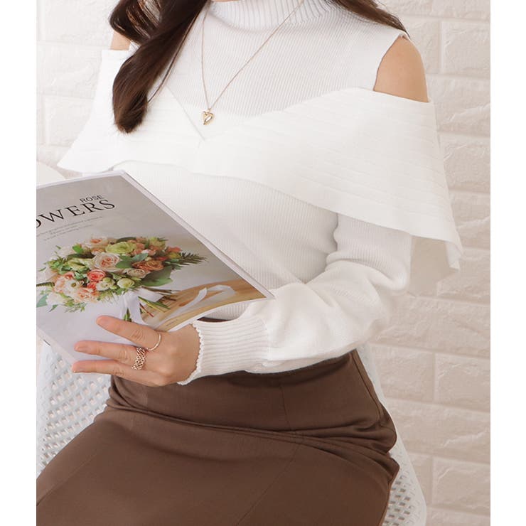 オフショル風カットアウトニットプルオーバー 女性 レディース | レースレディース  | 詳細画像8 