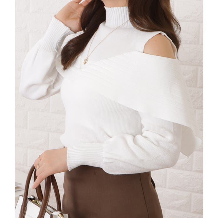 オフショル風カットアウトニットプルオーバー 女性 レディース | レースレディース  | 詳細画像9 